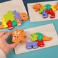Puzzles dinosaures colorés en bois avec support 