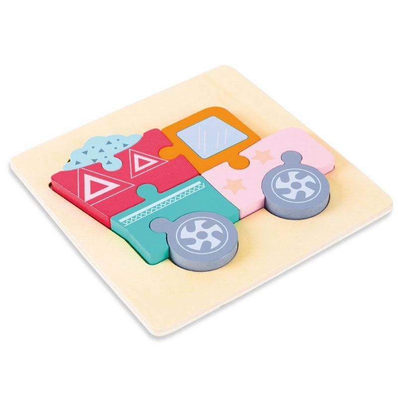 Mini puzzles en bois couleurs pastel Camion