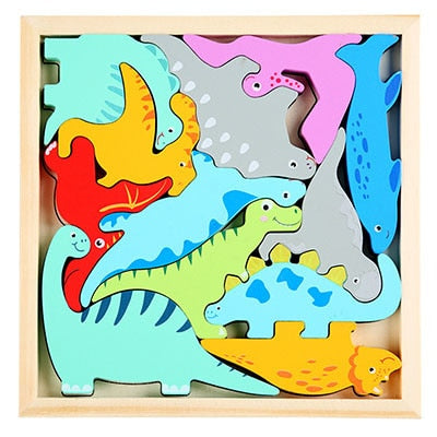 Puzzles en bois figures à emboiter univers variés Dinosaures 