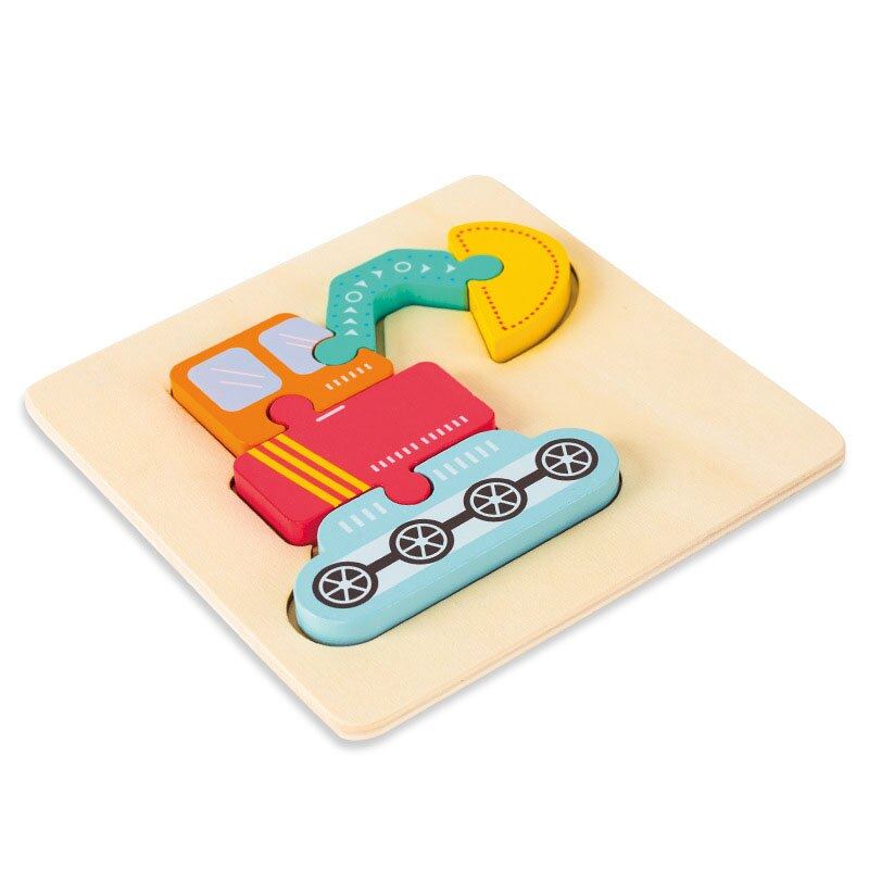 Mini puzzles en bois couleurs pastel Tracteur