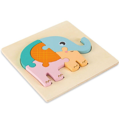 Mini puzzles en bois couleurs pastel Eléphant