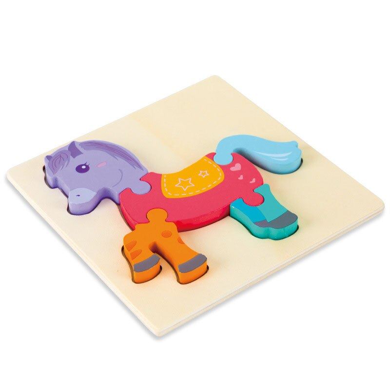 Mini puzzles en bois couleurs pastel Cheval