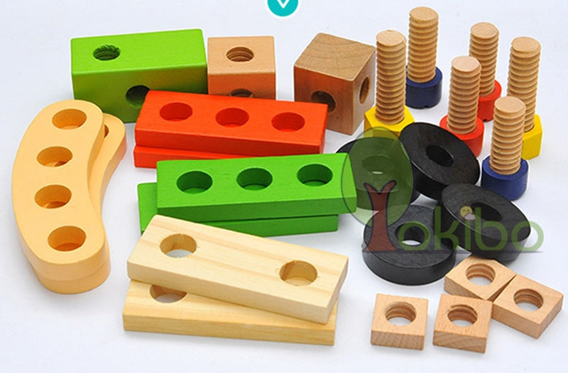 Boîte à outils complète en bois pour enfants 