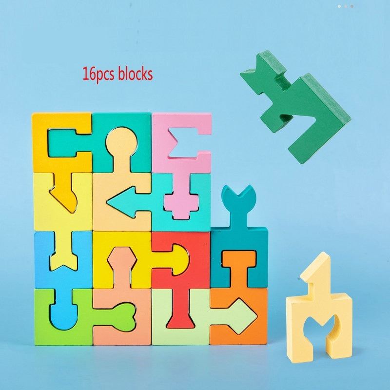 Puzzle coloré en bois avec formes géométriques 
