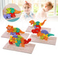 Puzzles dinosaures colorés en bois avec support 