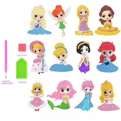 Kits manuels avec personnages autocollants en perles colorées Princesses 1
