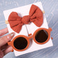 Kit lunettes de soleil colorées + chouchou assorti Ronde orange