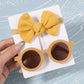 Kit lunettes de soleil colorées + chouchou assorti Ronde jaune