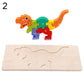 Puzzles dinosaures colorés en bois avec support Dino 2 