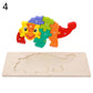 Puzzles dinosaures colorés en bois avec support Dino 4 