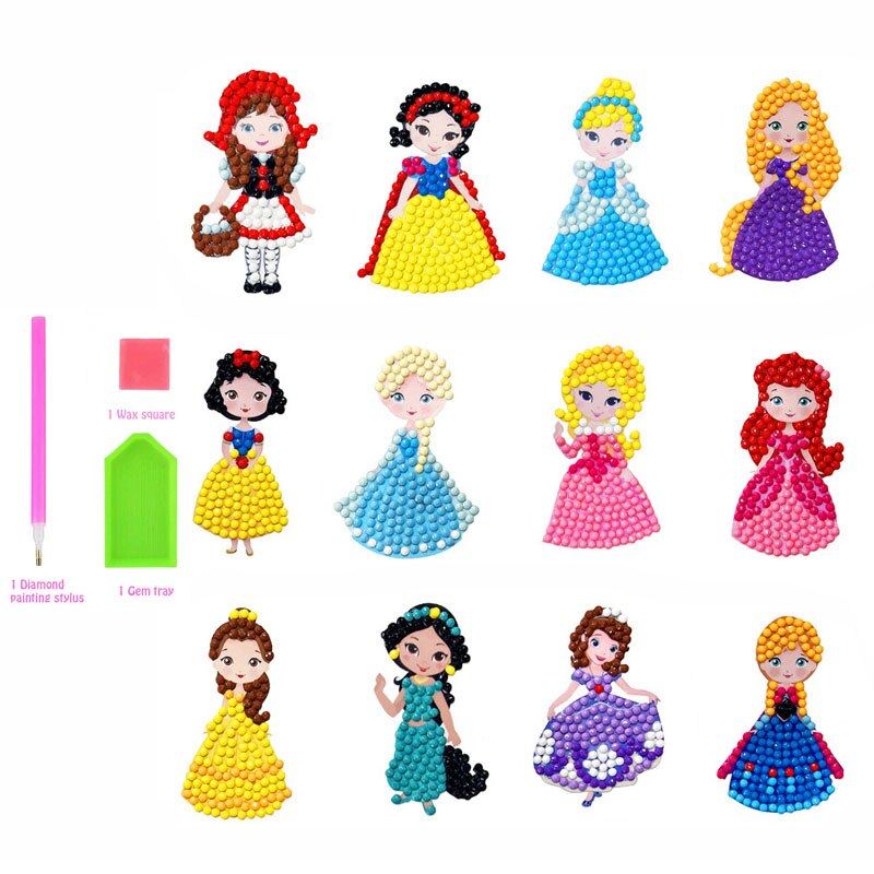 Kits manuels avec personnages autocollants en perles colorées Princesses 2