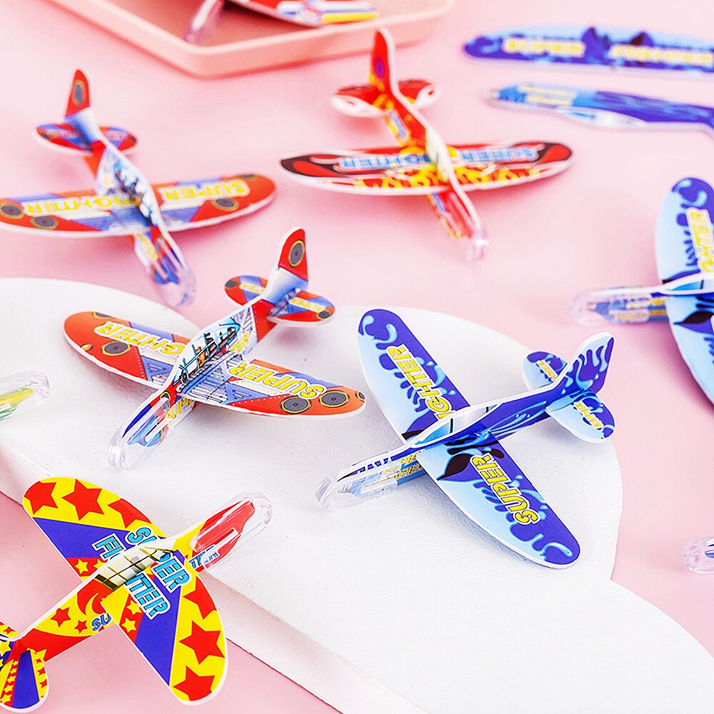 20 petits avions colorés en mousse à lancer à la main pour enfants 
