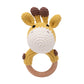 Hochet avec anneau de dentition en bois et un animal doux en crochet Girafe