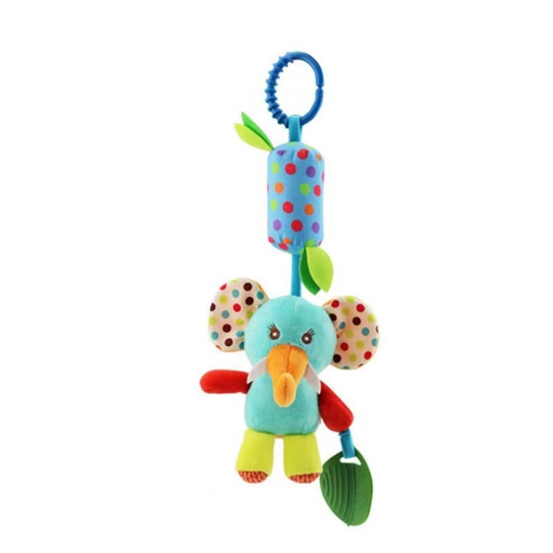 Hochet animal coloré à suspendre avec clochette et jeu de dentition Eléphant 