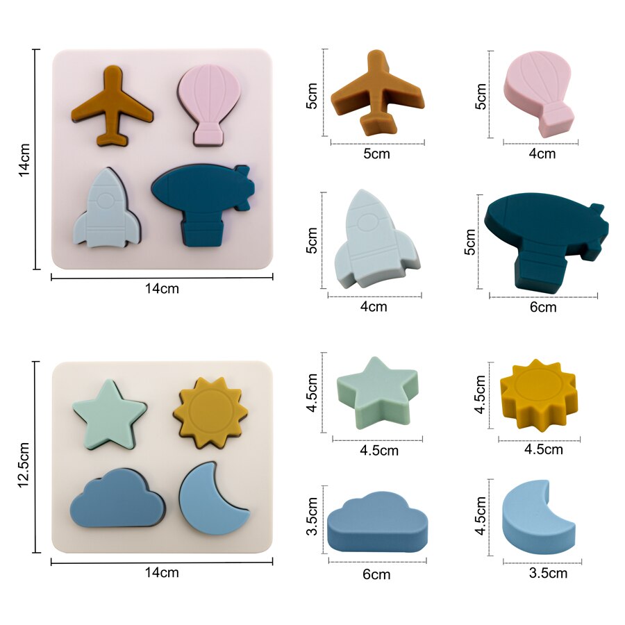 Puzzles en bois et silicone pour l'apprentissage précoce des formes 