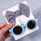 Kit lunettes de soleil colorées + chouchou assorti Ronde bleu