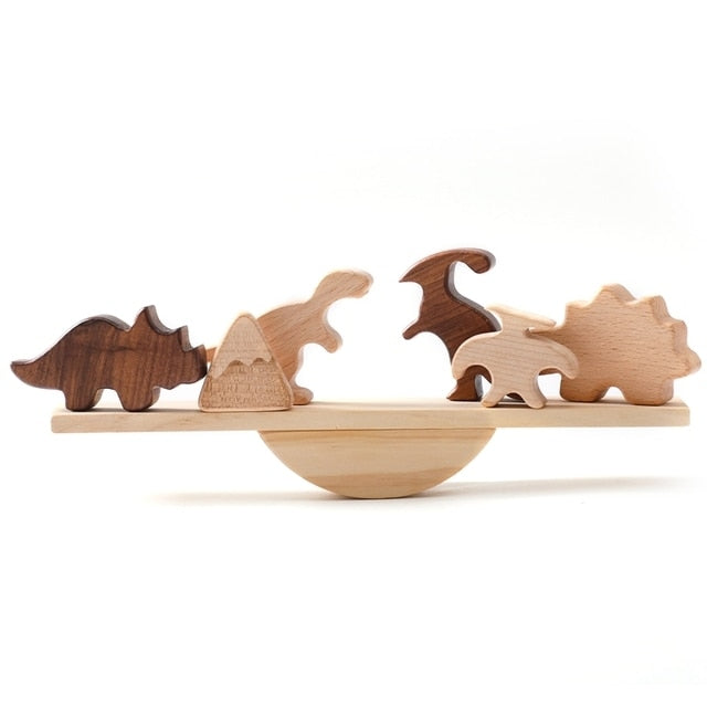 Jeux d'équilibre avec jolies figurines en bois Dinosaures