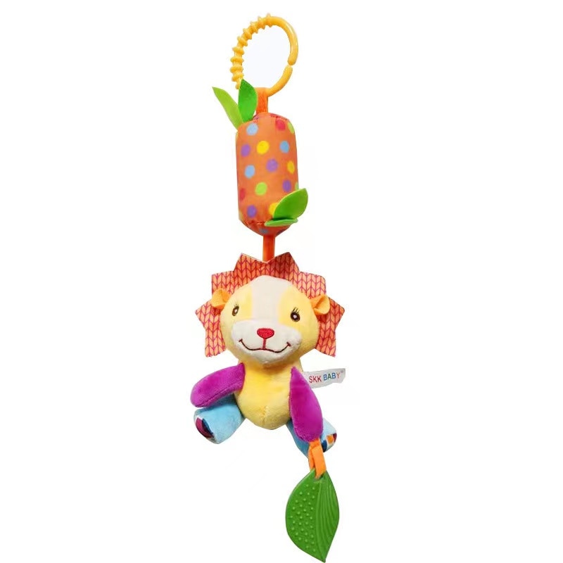 Hochet animal coloré à suspendre avec clochette et jeu de dentition Lion 
