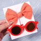 Kit lunettes de soleil colorées + chouchou assorti Ronde rouge