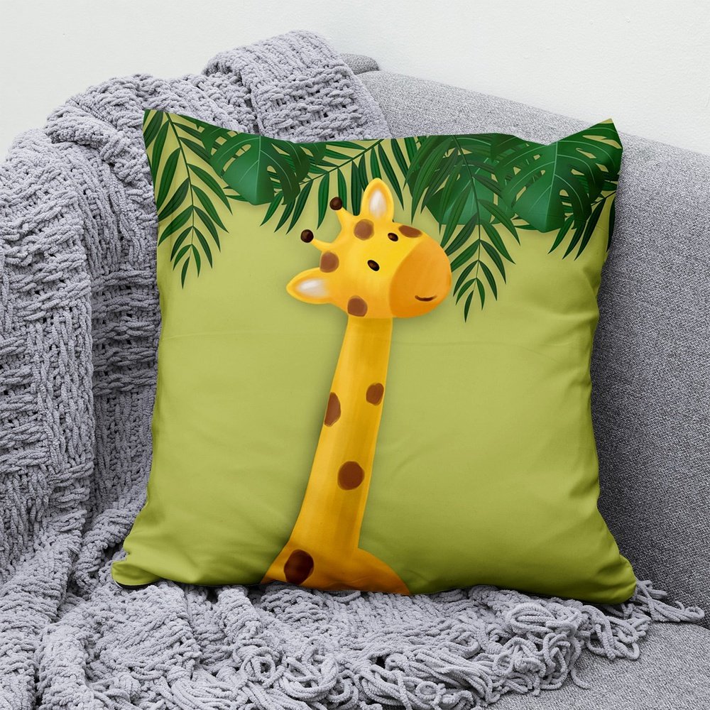 Taies décorées animaux de la jungle pour coussins 40x40 Girafe 