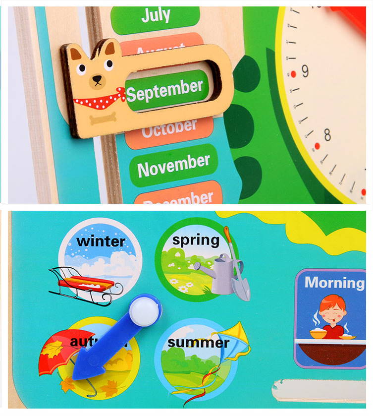 Panneau calendrier météo en bois pour s'initier à l'anglais 