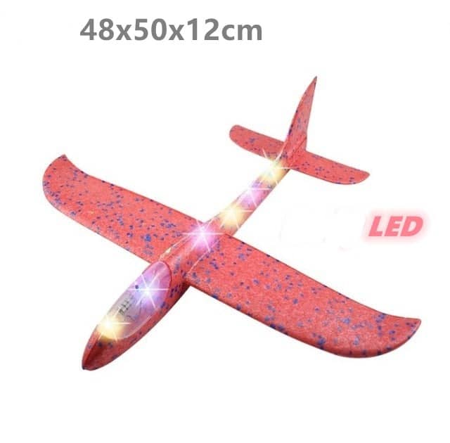 Grand avion planeur en mousse avec lumières LED Rouge