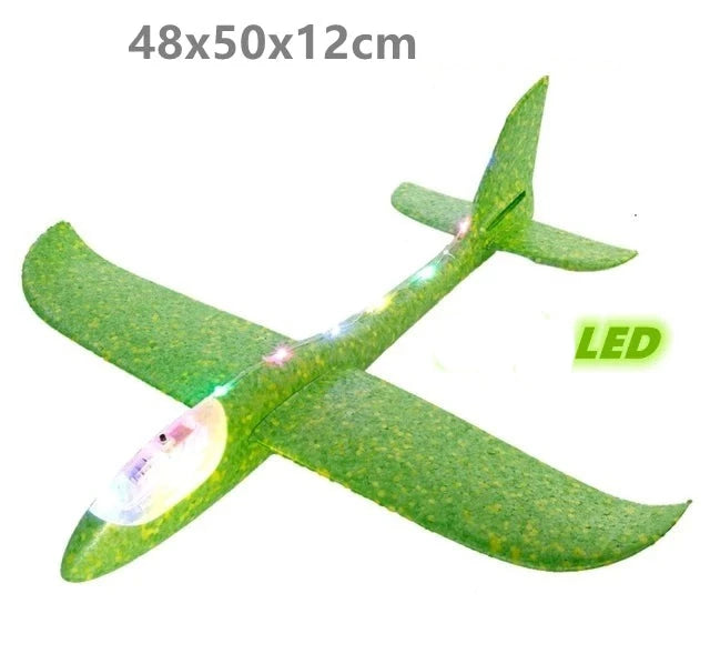 Grand avion planeur en mousse avec lumières LED Vert