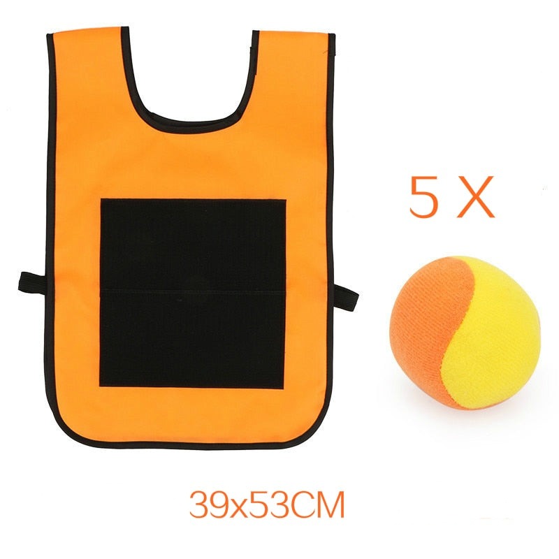 Gilet de jeu avec surfaces velcros et ses 5 balles Adulte Orange