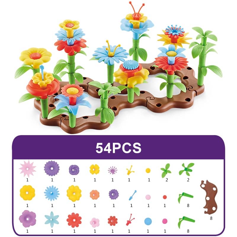 Jardins de fleurs colorées à composer et assembler 54PCS