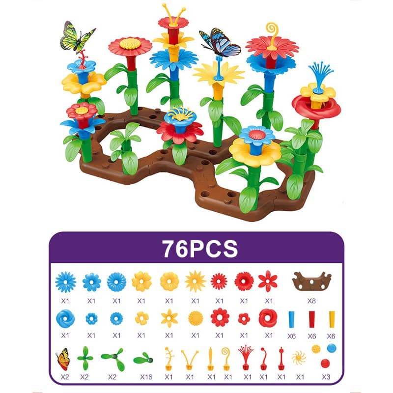 Jardins de fleurs colorées à composer et assembler 76PCS