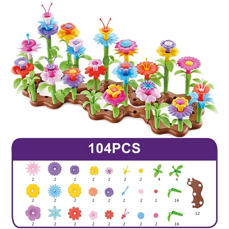 Jardins de fleurs colorées à composer et assembler 104PCS