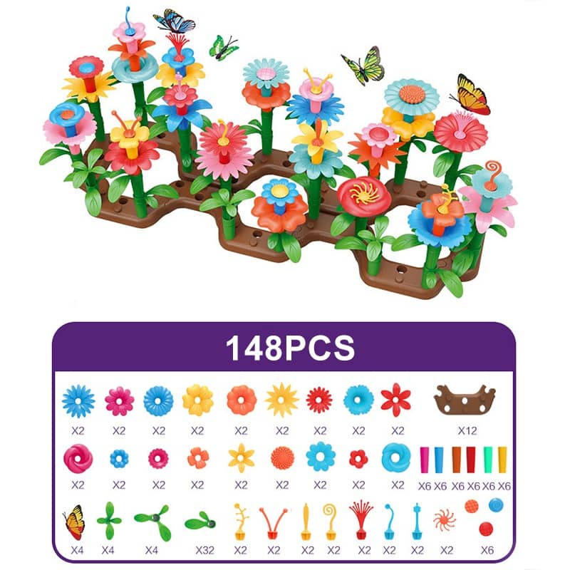Jardins de fleurs colorées à composer et assembler 148PCS