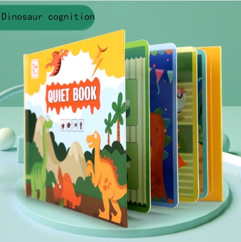 Livre sensoriel et éducatif pour l'apprentissage précoce Montessori Dinosaures