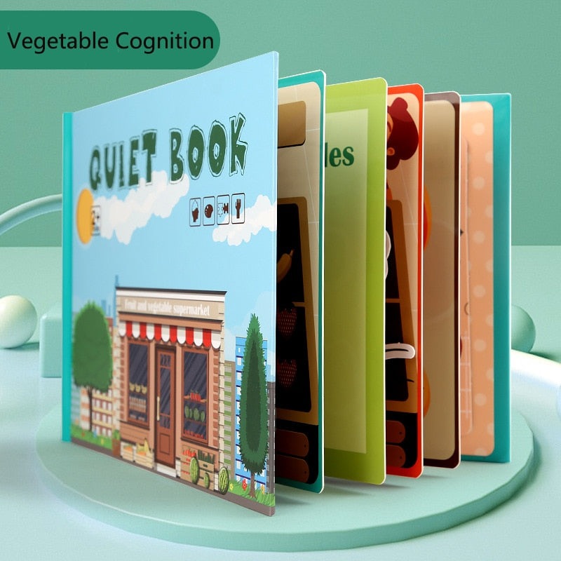 Livre sensoriel et éducatif pour l'apprentissage précoce Montessori Légumes