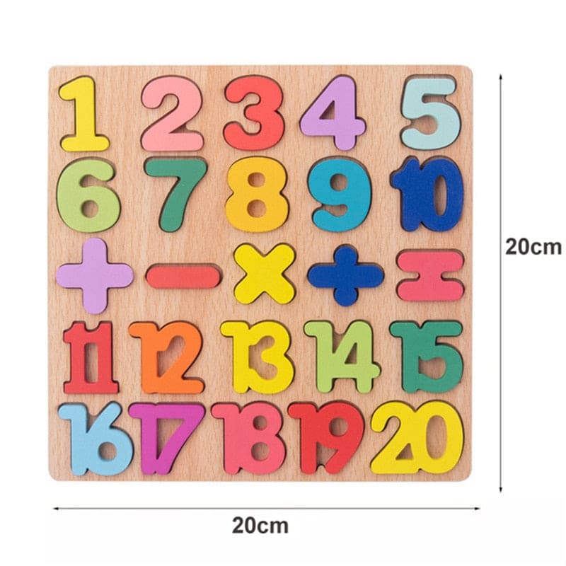 Puzzles en bois pour l'apprentissage précoce des formes. Puzzle chiffres