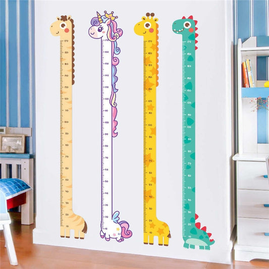 Autocollants muraux d'animaux mignons ou rigolos pour mesurer la taille des enfants 