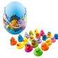 20 canards multicolores pour le bain dans une boite œuf 